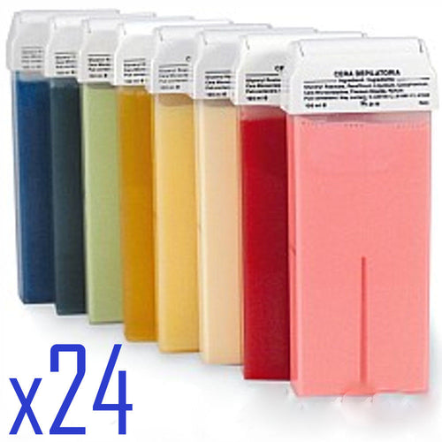 24 Ricariche Rullo 100 ml Cera Depilatoria Cartuccia Roll-on Ceretta - Miste - MIA PROFUMERIA